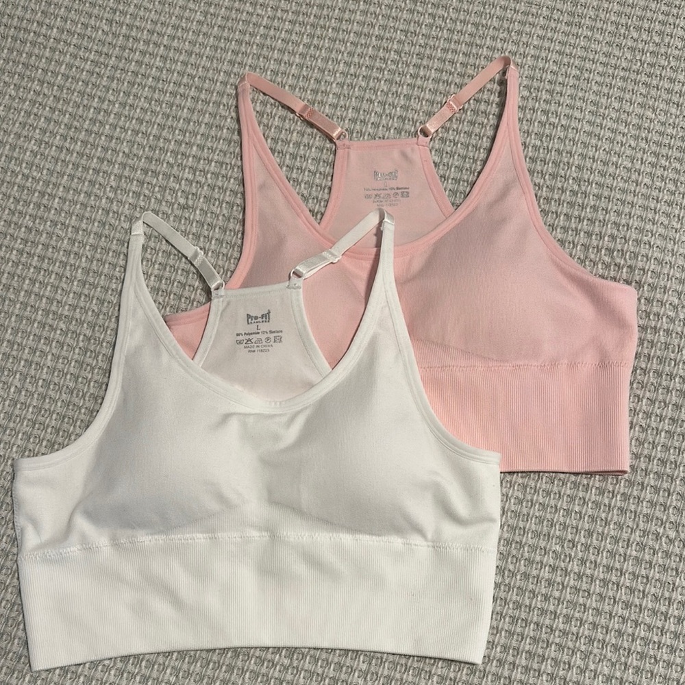 Women's Pink and White Sports Bras